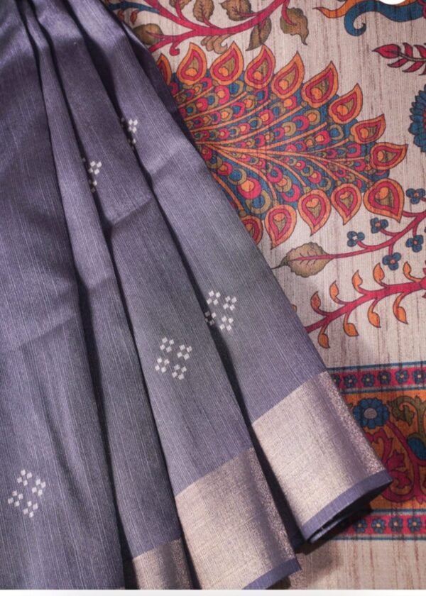 Banarasi Grey Madhuvan Tussar Silk Saree
