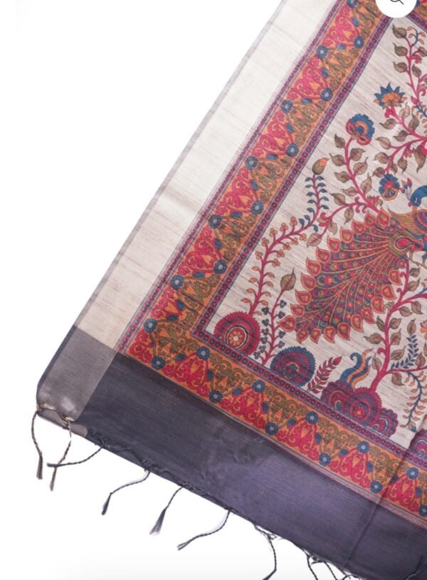 Banarasi Grey Madhuvan Tussar Silk Saree