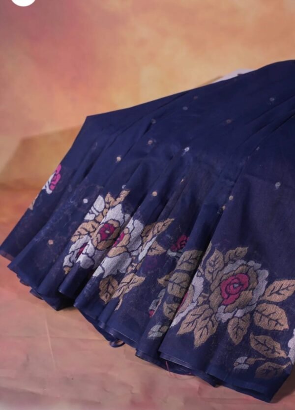 Banarasi Navy Blue Tussar Silk Saree