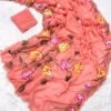 Peach Pure Chiffon Handwork Saree