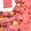 Peach Pure Chiffon Handwork Saree