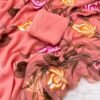 Peach Pure Chiffon Handwork Saree