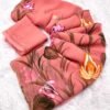 Peach Pure Chiffon Handwork Saree
