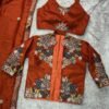 Rust Orange BSY Satin Saree with Embroidered Jacket & Stitched Blouse Rust Orange BSY Satin Saree