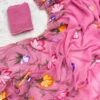 Pink Pure Chiffon Handwork Saree