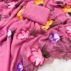 Pink Pure Chiffon Handwork Saree
