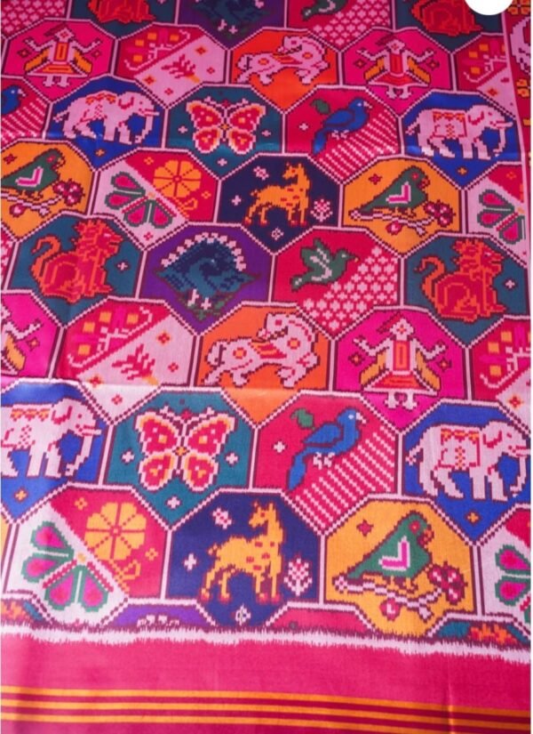 Hot Pink Banarasi Patola Silk Saree