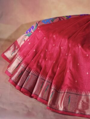 Banarasi Maroon Soft Paithani Muniya Saree