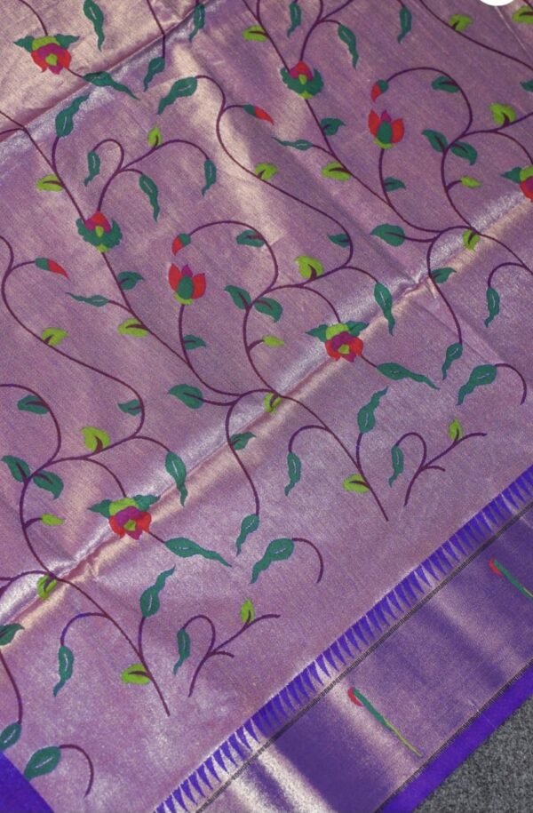 Purple Banarasi Peacock Paithani Silk Saree | Handloom Zari Kadwa Purple Banarasi Peacock Paithani Silk Saree