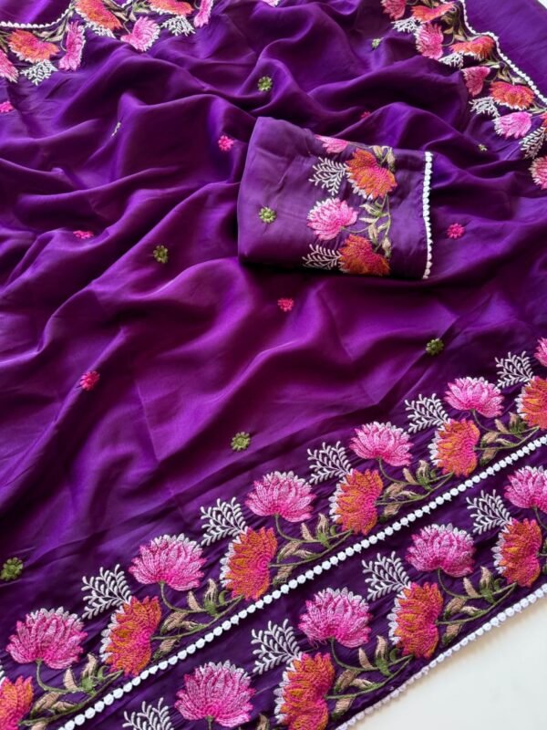 Purple Pure Tussar Silk Saree