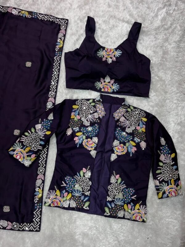 Purple BSY Satin Saree