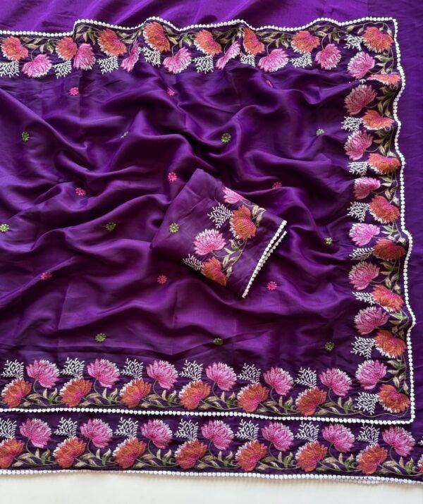 Purple Pure Tussar Silk Saree