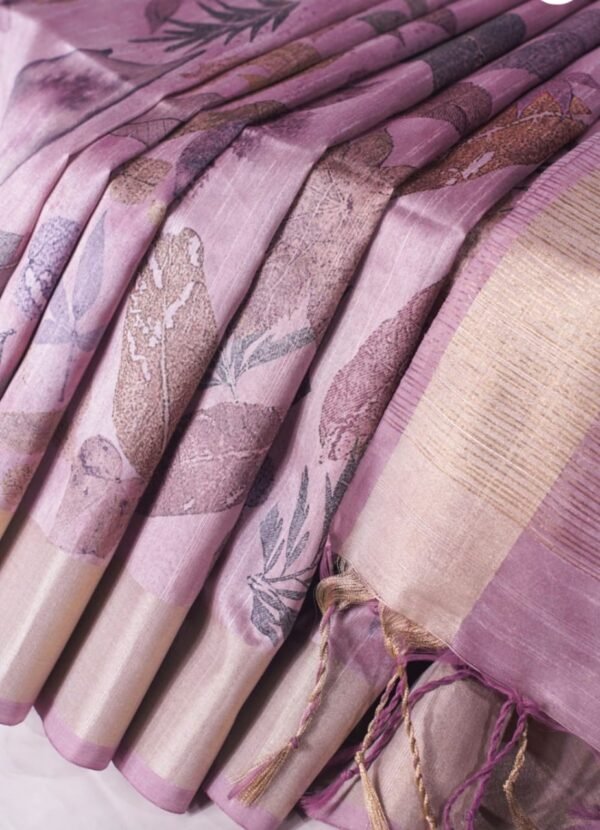 Banarasi Onion Block Print Raw Silk Saree