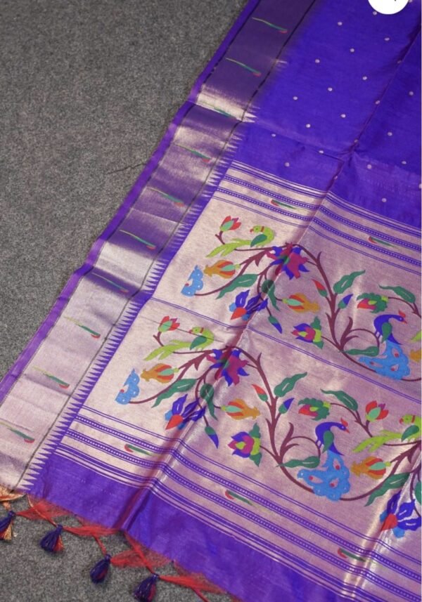 Purple Banarasi Peacock Paithani Silk Saree | Handloom Zari Kadwa Purple Banarasi Peacock Paithani Silk Saree