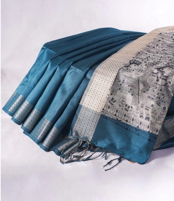 Rama Green Banarasi Madhubani Silk Saree