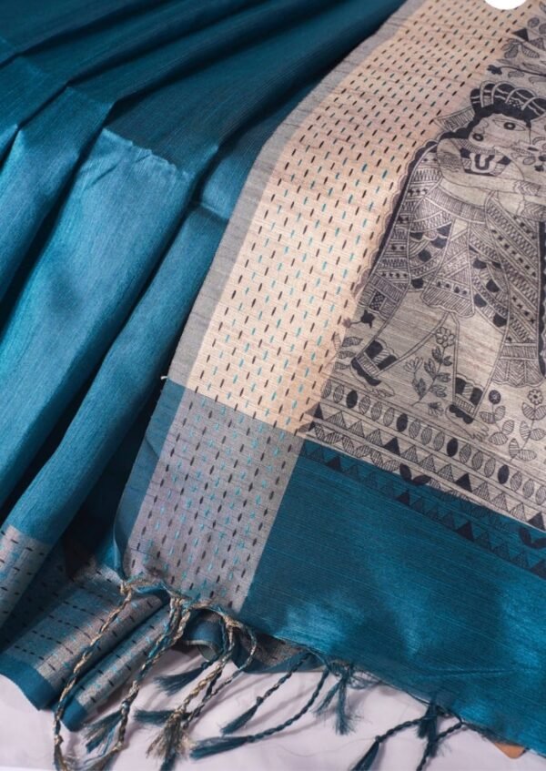 Rama Green Banarasi Madhubani Silk Saree