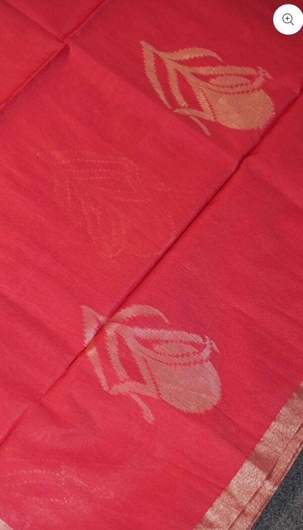 Red Banarasi Linen Upada Butta Silk Saree