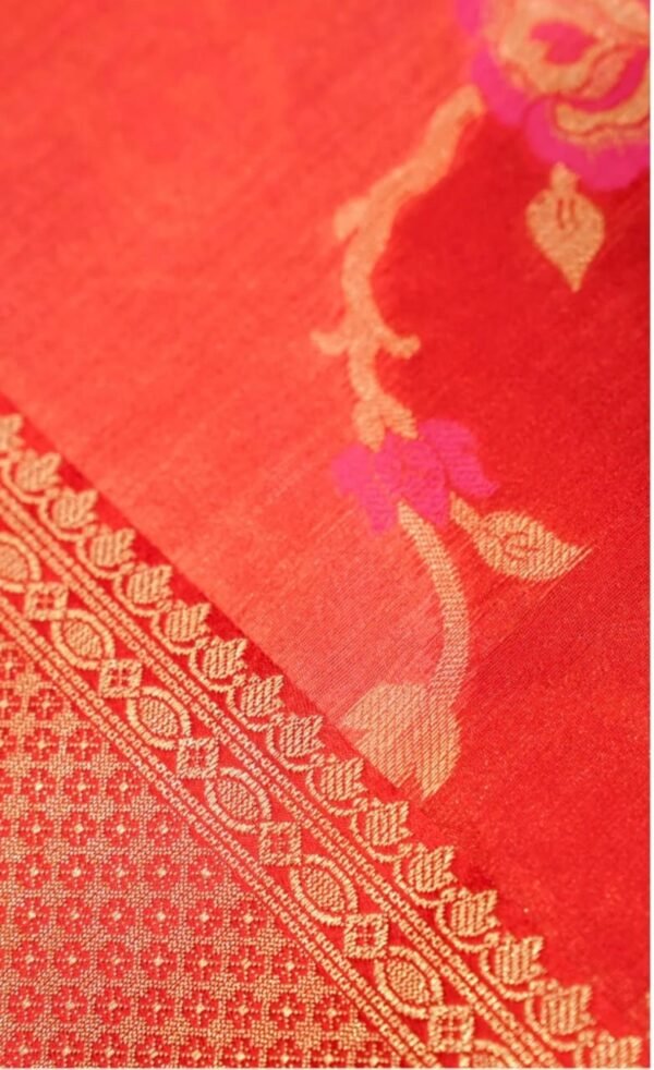Banarasi Red Rangkaat Silk Saree | Bridal Handloom Banarasi Saree Banarasi Red Rangkaat Silk Saree