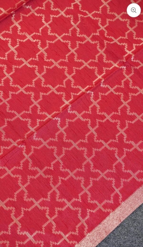 Red Banarasi Linen Upada Butta Silk Saree