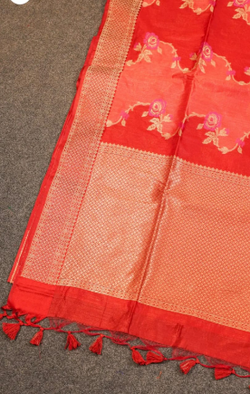 Banarasi Red Rangkaat Silk Saree | Bridal Handloom Banarasi Saree Banarasi Red Rangkaat Silk Saree