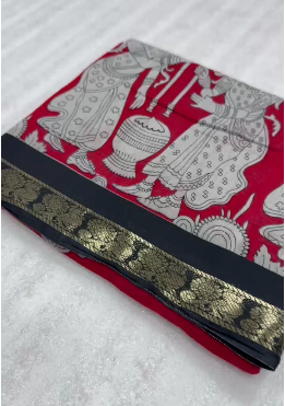 Red Maheshwari Saree