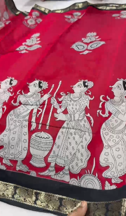 Red Maheshwari Saree