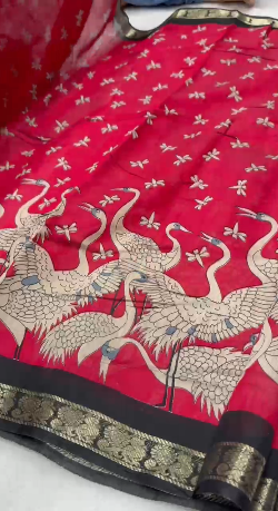 Black Maheshwari Cotton Saree with Kalamkari Pallu Black Maheshwari Cotton Saree