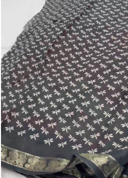 Black Maheshwari Cotton Saree with Kalamkari Pallu Black Maheshwari Cotton Saree