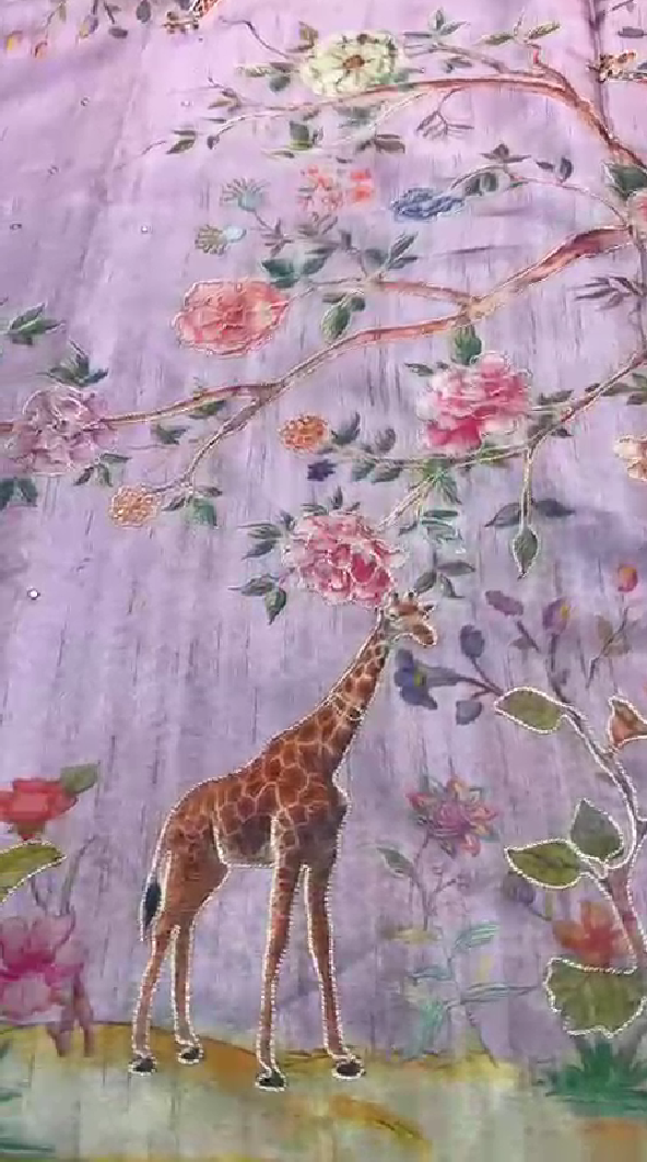 Semi Tussar Silk Saree with Digital Print & Mirror Work Semi Tussar Silk Saree