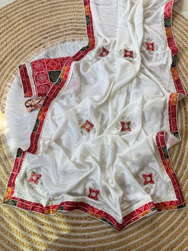 Bandhej Border Silk Blend Saree