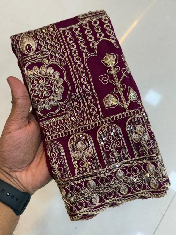 Wine Maroon Satin Chiffon Lehariya Saree with Diamond Work | Heavy Blouse | ₹999 Wine Maroon Satin Chiffon Lehariya Saree