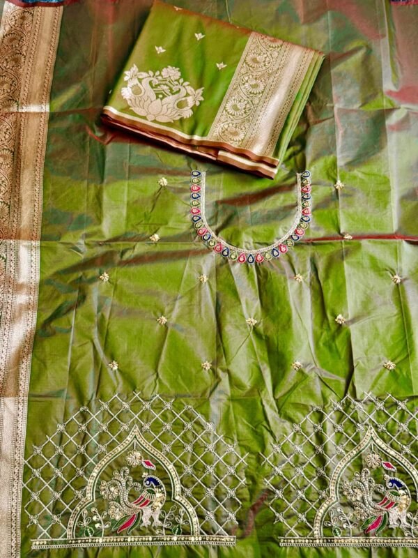 Olive Green Rajlaxmi Paithani Saree