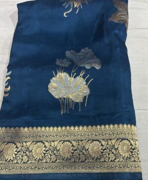 Golden Zari Border Raw Mango Silk Saree