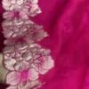 Floral Cut Work Border Tussar Silk Saree – Premium Appliqué Work Saree Floral Cut Work Border Tussar Silk Saree