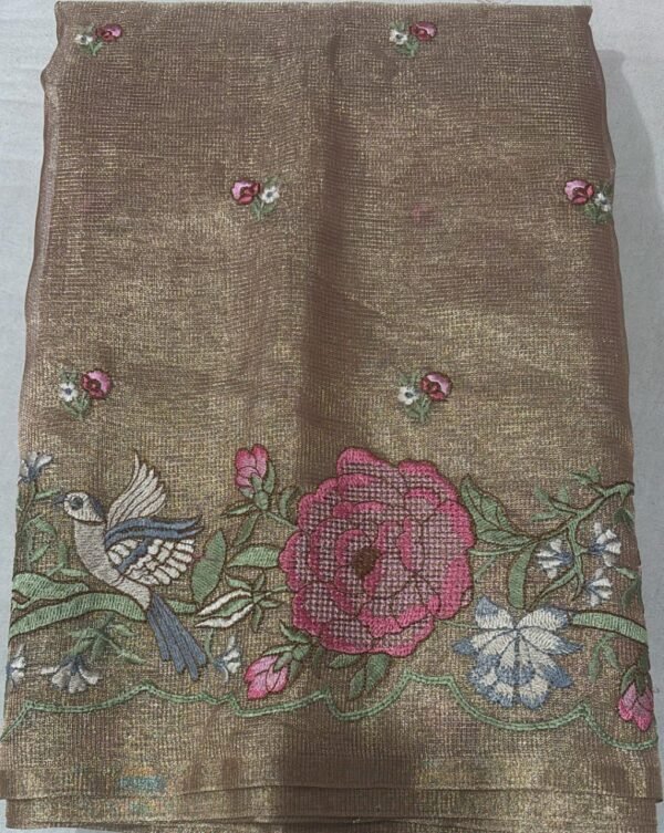 Coffee Brown Soft Tissue Kora Saree