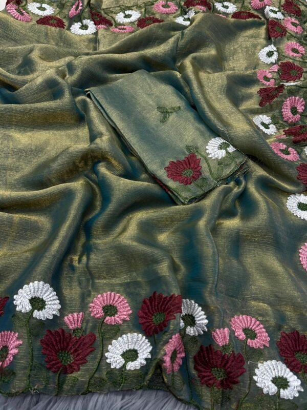 Space Silk Saree with Cut Work Border