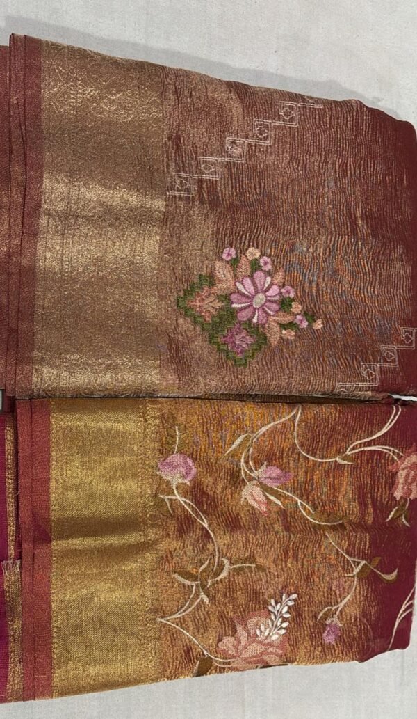 Premium Tissue Embroidery Saree with Thread Work | Elegant Party Wear | ₹3500 Tissue Embroidery Saree