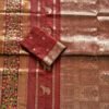 Maroon Pure Chinya Tisu Jacquard Saree