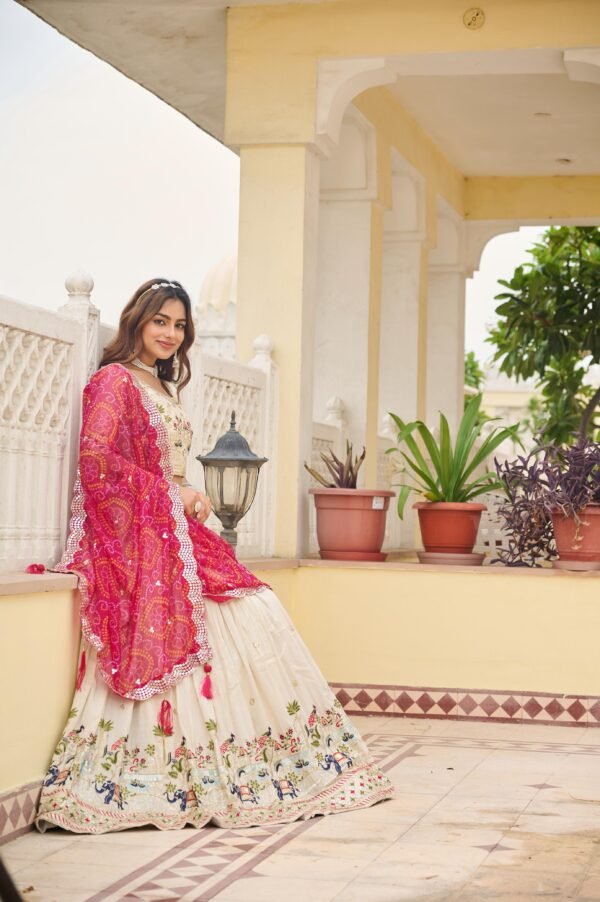 Pink Pure Tissue Silk Lehenga Choli