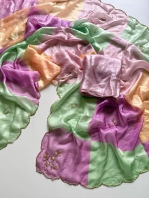 Heavy Soft Fandy Sattin Fabric Saree with Handwork