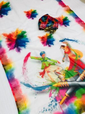 Holi Special Linen Saree