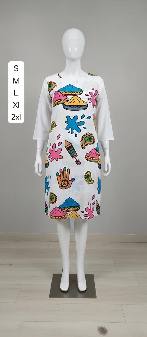 Holi Special Kurti – Crepe Digital Print Holi Special Kurti
