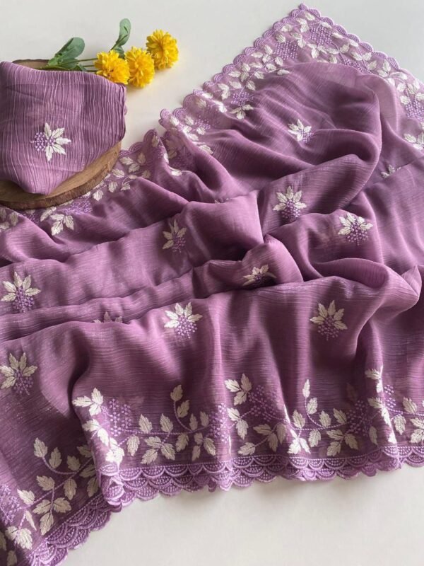 SHIMMER CRUSH Shimmer Georgette Embroidered Partywear Saree SHIMMER CRUSH