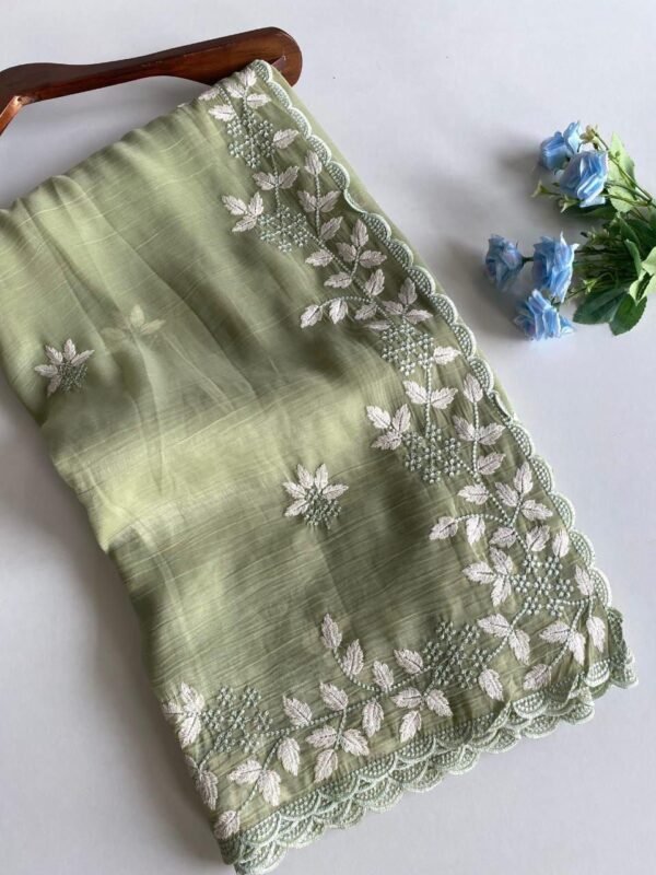 SHIMMER CRUSH Shimmer Georgette Embroidered Partywear Saree SHIMMER CRUSH