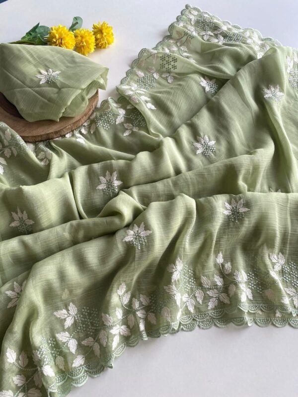 SHIMMER CRUSH Shimmer Georgette Embroidered Partywear Saree SHIMMER CRUSH