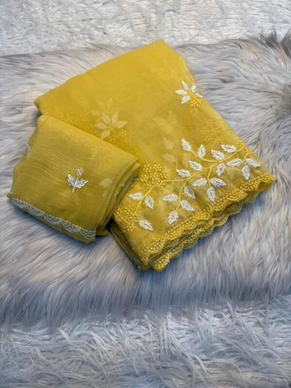 SHIMMER CRUSH Shimmer Georgette Embroidered Partywear Saree SHIMMER CRUSH