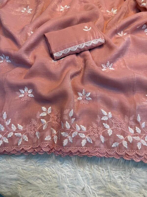 SHIMMER CRUSH Shimmer Georgette Embroidered Partywear Saree SHIMMER CRUSH