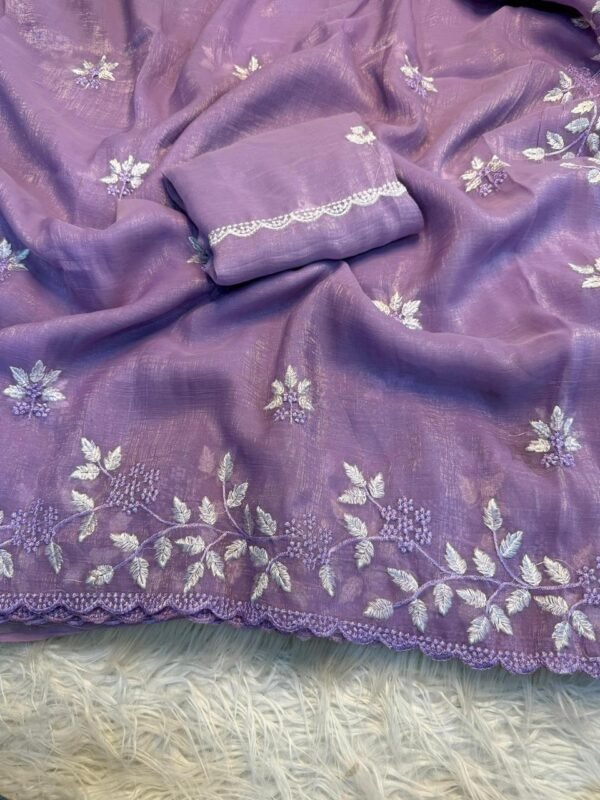 SHIMMER CRUSH Shimmer Georgette Embroidered Partywear Saree SHIMMER CRUSH