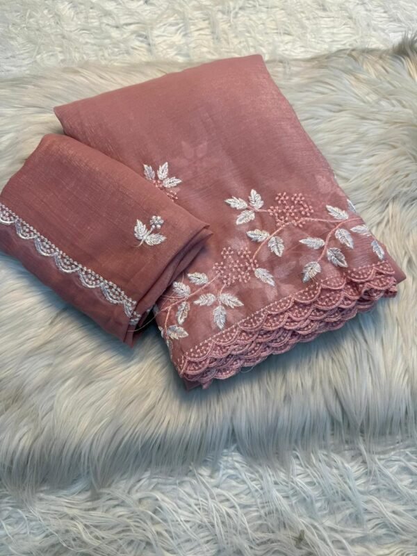 SHIMMER CRUSH Shimmer Georgette Embroidered Partywear Saree SHIMMER CRUSH