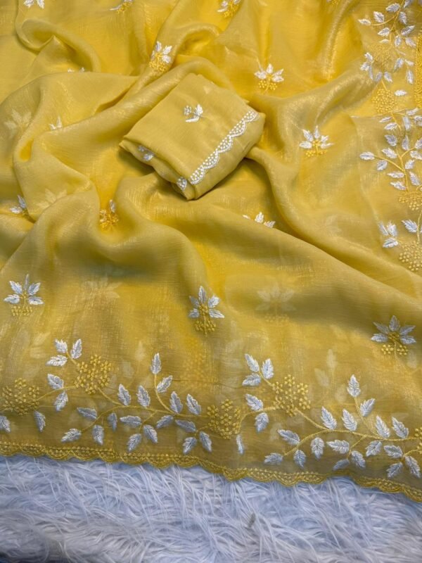 SHIMMER CRUSH Shimmer Georgette Embroidered Partywear Saree SHIMMER CRUSH